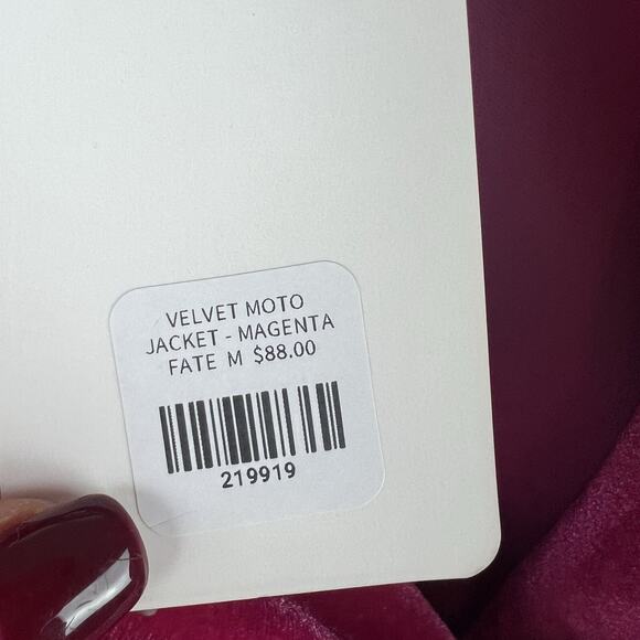 NWT Fate Tiff Velvet Pink Moto Jacket Size M - Picture 5 of 7